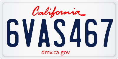 CA license plate 6VAS467