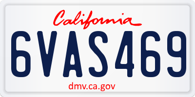 CA license plate 6VAS469