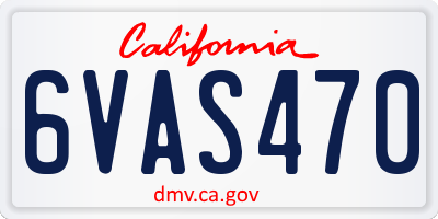 CA license plate 6VAS470