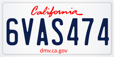 CA license plate 6VAS474