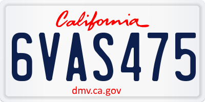 CA license plate 6VAS475