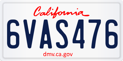 CA license plate 6VAS476