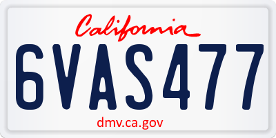 CA license plate 6VAS477