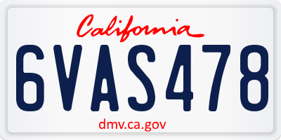 CA license plate 6VAS478