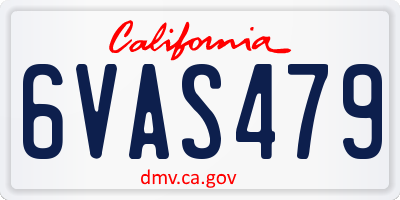 CA license plate 6VAS479