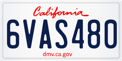 CA license plate 6VAS480