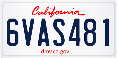 CA license plate 6VAS481
