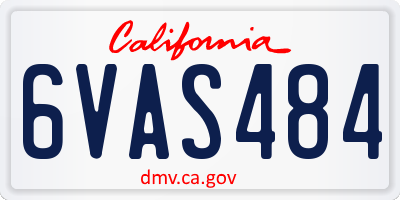 CA license plate 6VAS484