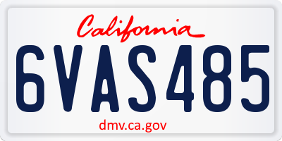 CA license plate 6VAS485