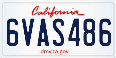 CA license plate 6VAS486