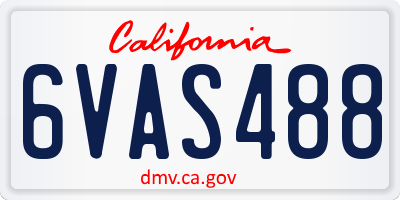 CA license plate 6VAS488