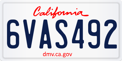 CA license plate 6VAS492