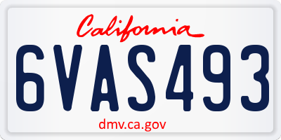 CA license plate 6VAS493
