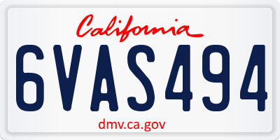 CA license plate 6VAS494