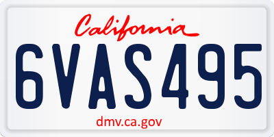 CA license plate 6VAS495