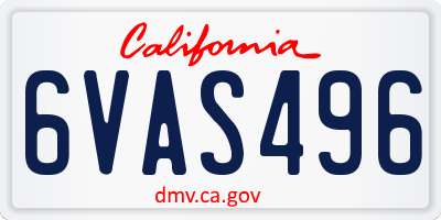 CA license plate 6VAS496