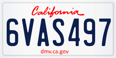 CA license plate 6VAS497