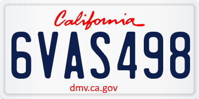 CA license plate 6VAS498