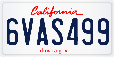 CA license plate 6VAS499