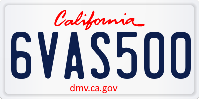 CA license plate 6VAS500