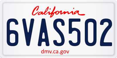 CA license plate 6VAS502