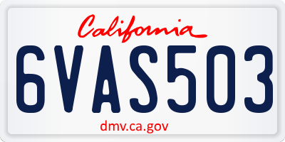 CA license plate 6VAS503