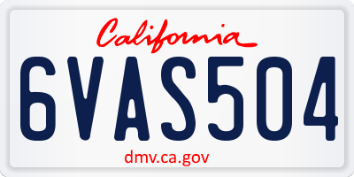 CA license plate 6VAS504