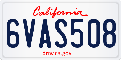 CA license plate 6VAS508