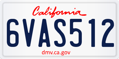 CA license plate 6VAS512
