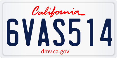 CA license plate 6VAS514