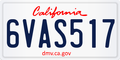 CA license plate 6VAS517