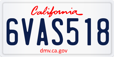 CA license plate 6VAS518