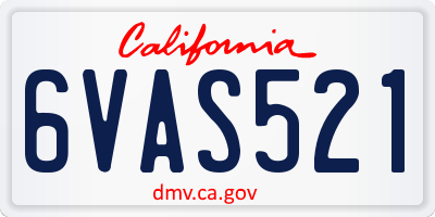 CA license plate 6VAS521