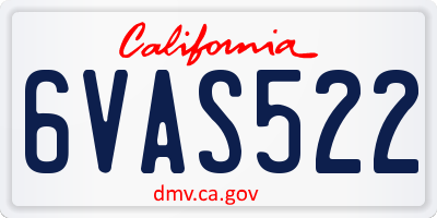 CA license plate 6VAS522