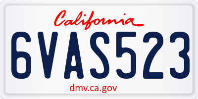 CA license plate 6VAS523