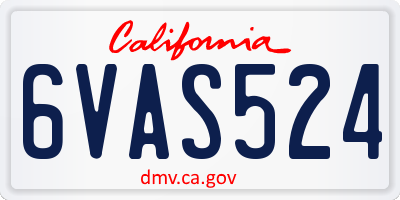 CA license plate 6VAS524