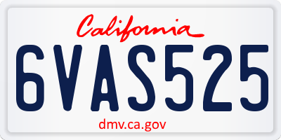 CA license plate 6VAS525