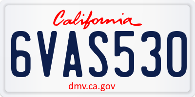 CA license plate 6VAS530
