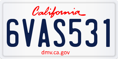 CA license plate 6VAS531