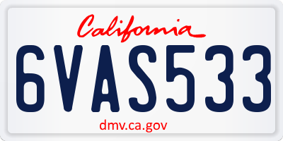 CA license plate 6VAS533