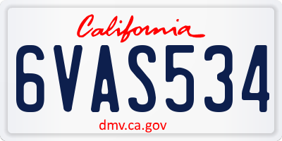 CA license plate 6VAS534