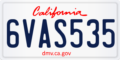 CA license plate 6VAS535