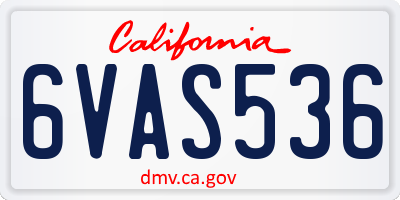 CA license plate 6VAS536