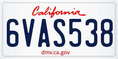 CA license plate 6VAS538