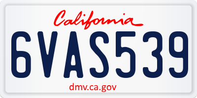 CA license plate 6VAS539