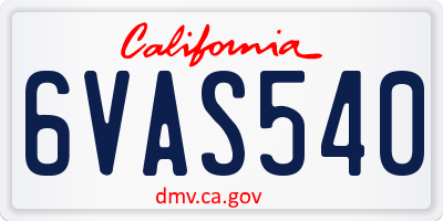 CA license plate 6VAS540