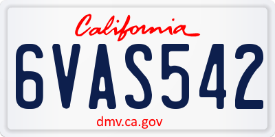 CA license plate 6VAS542