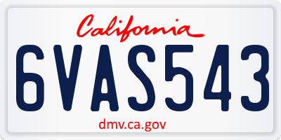 CA license plate 6VAS543