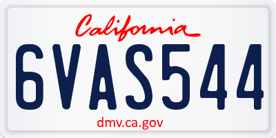 CA license plate 6VAS544
