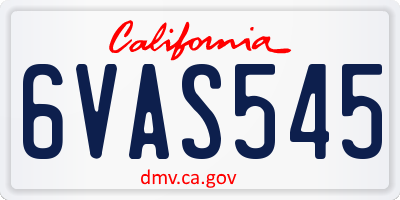 CA license plate 6VAS545